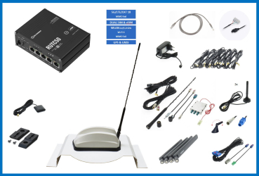 5G/WLAN Router Teltonika RUTC50 mit ANT615 weiß, Träger 15909