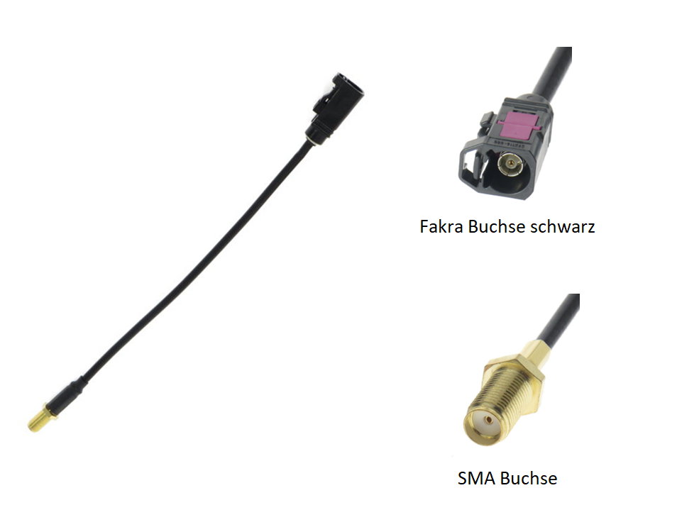  Antennenadapter FAKRA Buchse (schwarz) - SMA Buchse (für CN  2.0 Pro)